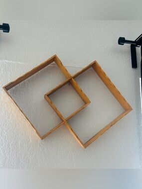 Vintage Natural Wood Diamond Wall Shelf - Scalloped Edges
